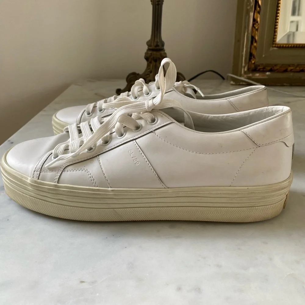 Saint Laurent Leather Low Top Sneakers-39.5 - Picture 4 of 6
